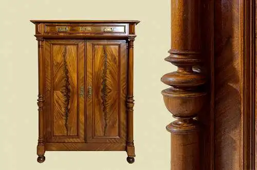 1880er Vertiko ANTIK Gründerzeit Nußbaum Säulen Kommode Schrank von 1880