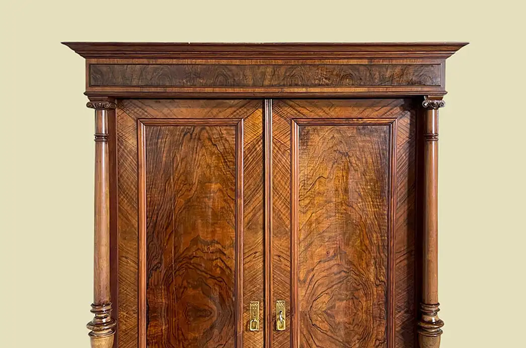 1880er Kleiderschrank ANTIK Gründerzeit Nußbaum Säulen Schrank von 1880 14