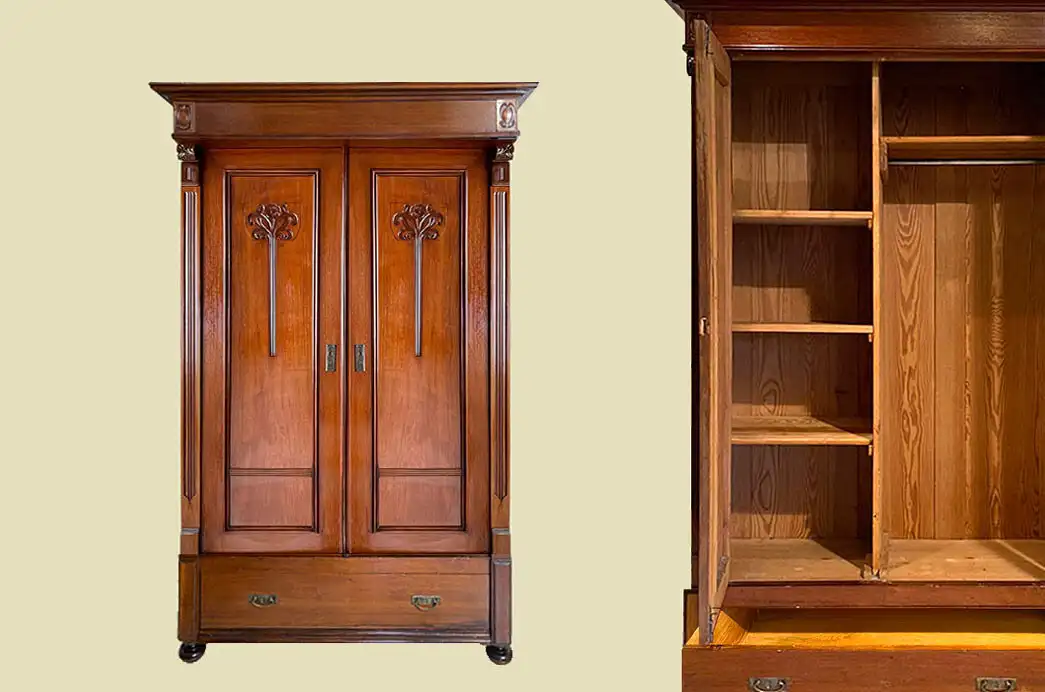 1920er Kleiderschrank ANTIK Jugendstil Mahagoni Lebensbaum Schrank von 1920