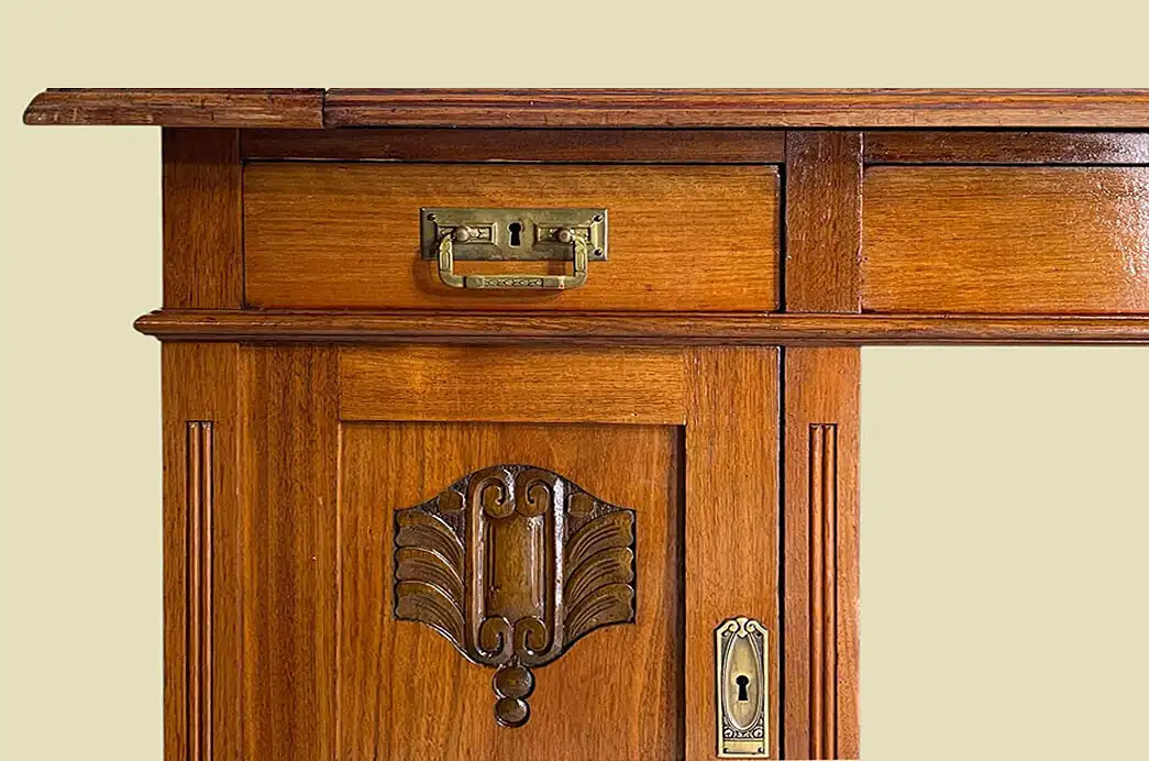 1920er Schreibtisch ANTIK Jugendstil Teak Sekretär Tisch von 1920 11