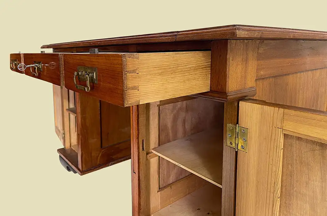 1920er Schreibtisch ANTIK Jugendstil Teak Sekretär Tisch von 1920 6