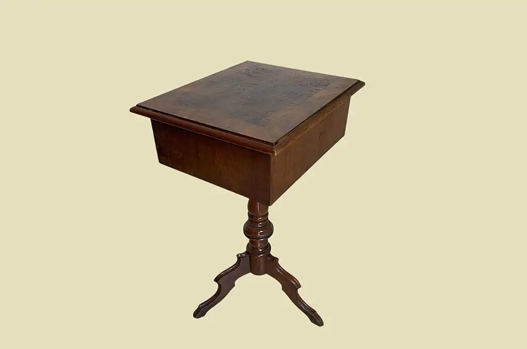 1880er Nähtisch ANTIK Gründerzeit Nußbaum Tisch Beistelltisch von 1880 14
