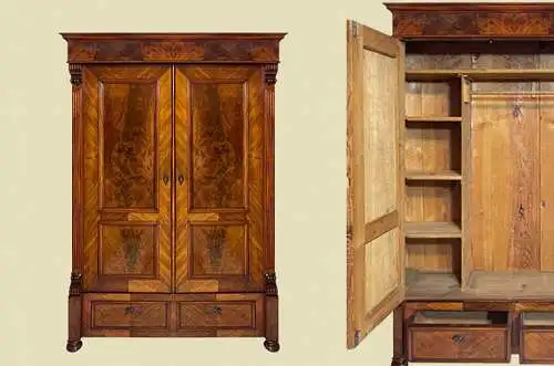 1880er Kleiderschrank ANTIK Nußbaum Gründerzeit Schrank von 1880 -zerlegbar-