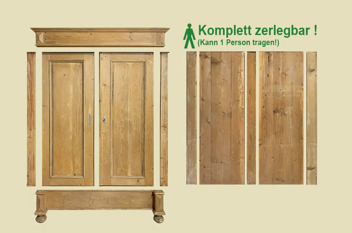 1880er Kleiderschrank ANTIK Kiefer Gründerzeit Schrank von 1880 -zerlegbar- 2