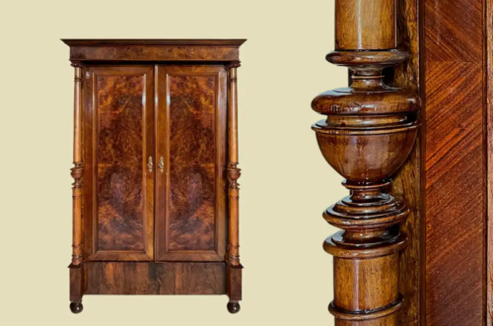 1880er Kleiderschrank ANTIK Gründerzeit Nußbaum Säulen Schrank von 1880 0