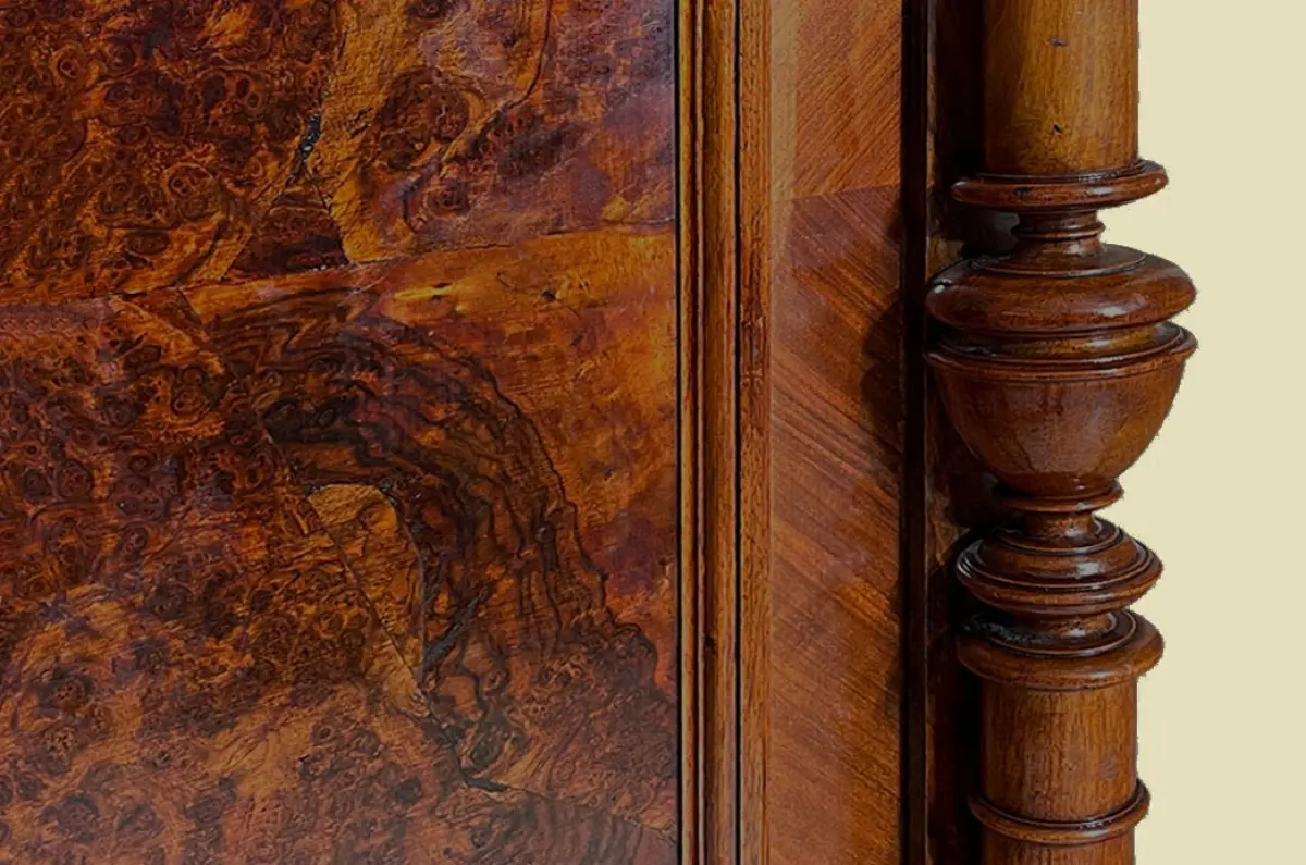1880er Kleiderschrank ANTIK Gründerzeit Nußbaum Säulen Schrank von 1880 12