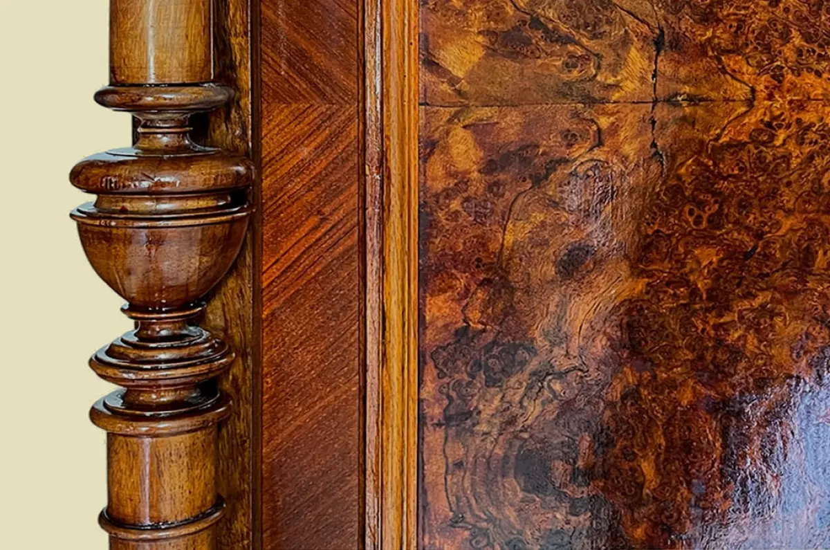 1880er Kleiderschrank ANTIK Gründerzeit Nußbaum Säulen Schrank von 1880 13