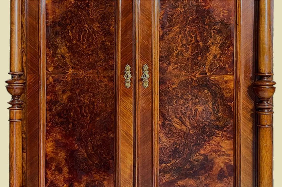 1880er Kleiderschrank ANTIK Gründerzeit Nußbaum Säulen Schrank von 1880 14