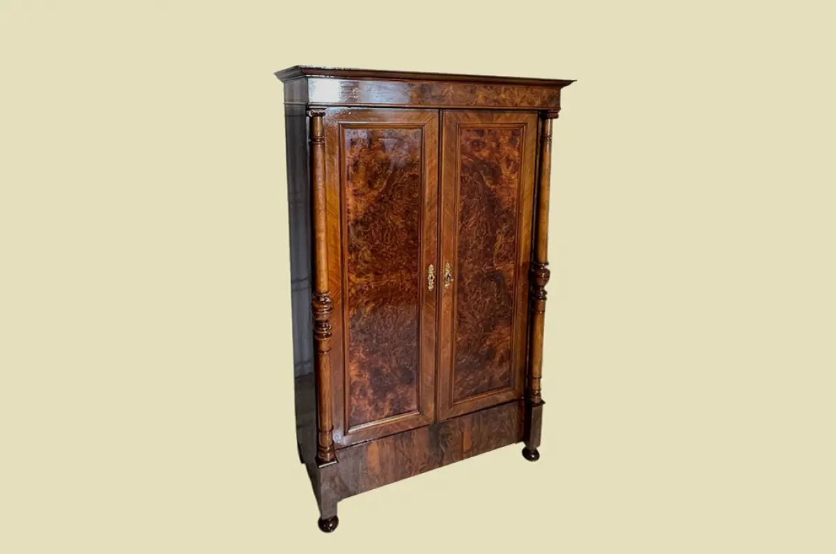 1880er Kleiderschrank ANTIK Gründerzeit Nußbaum Säulen Schrank von 1880 3