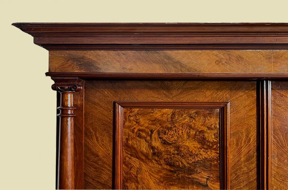 1880er Kleiderschrank ANTIK Gründerzeit Nußbaum Säulen Schrank von 1880 10