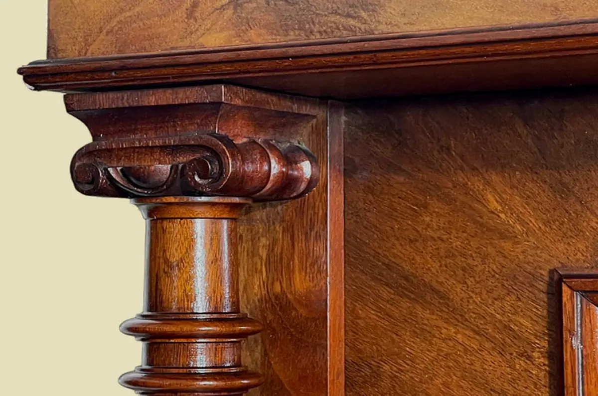 1880er Kleiderschrank ANTIK Gründerzeit Nußbaum Säulen Schrank von 1880 11