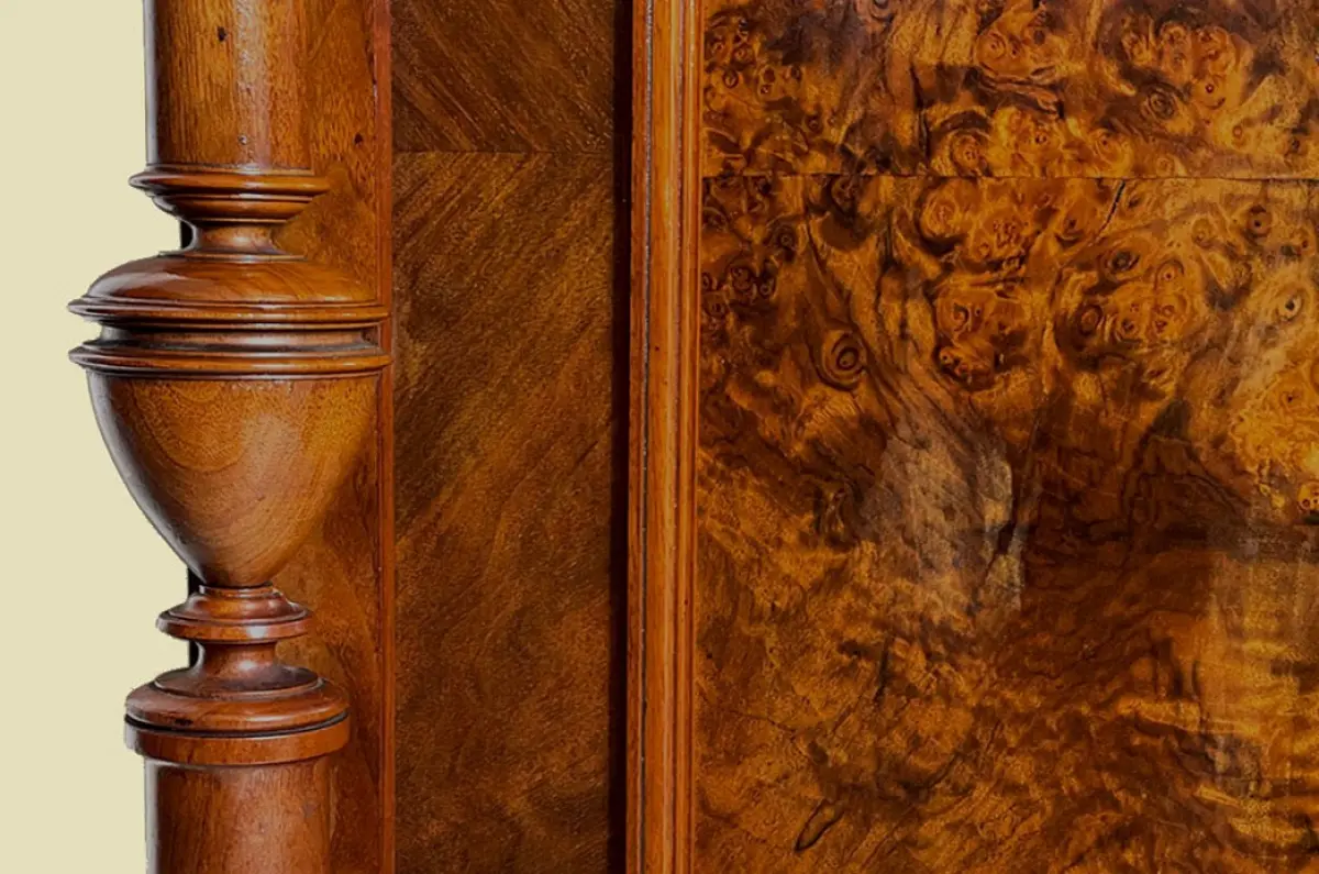 1880er Kleiderschrank ANTIK Gründerzeit Nußbaum Säulen Schrank von 1880 12
