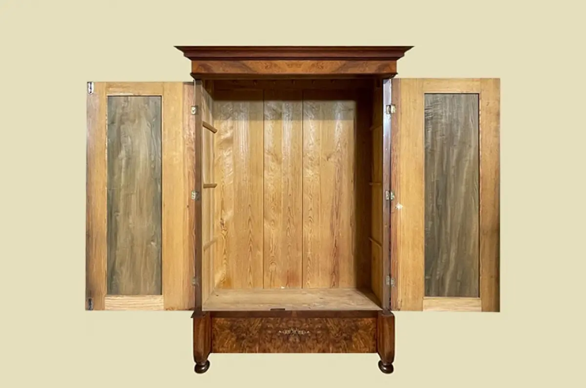 1880er Kleiderschrank ANTIK Gründerzeit Nußbaum Säulen Schrank von 1880 5