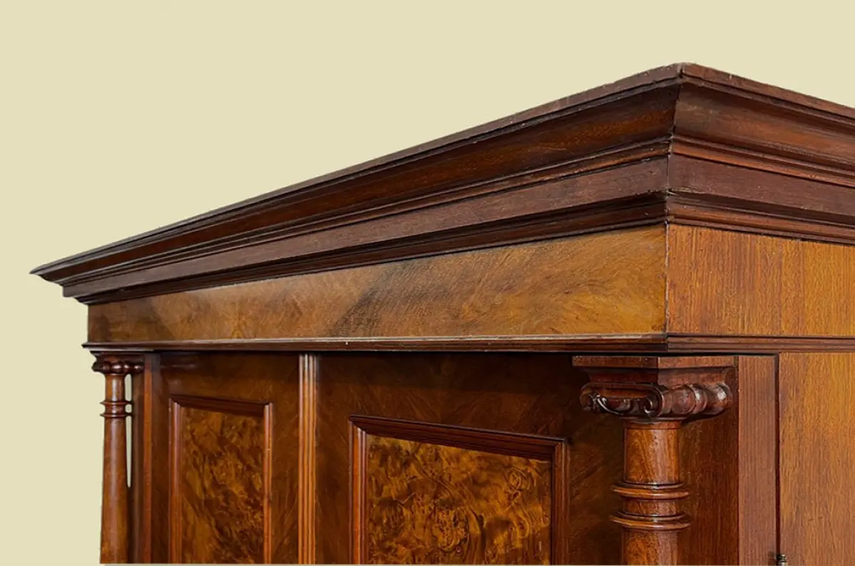 1880er Kleiderschrank ANTIK Gründerzeit Nußbaum Säulen Schrank von 1880 9