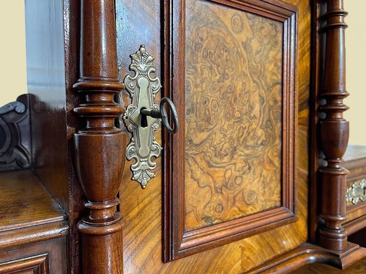 1880er Damen Schreibtisch ANTIK Gründerzeit Nußbaum Sekretär Tisch von 1880 14