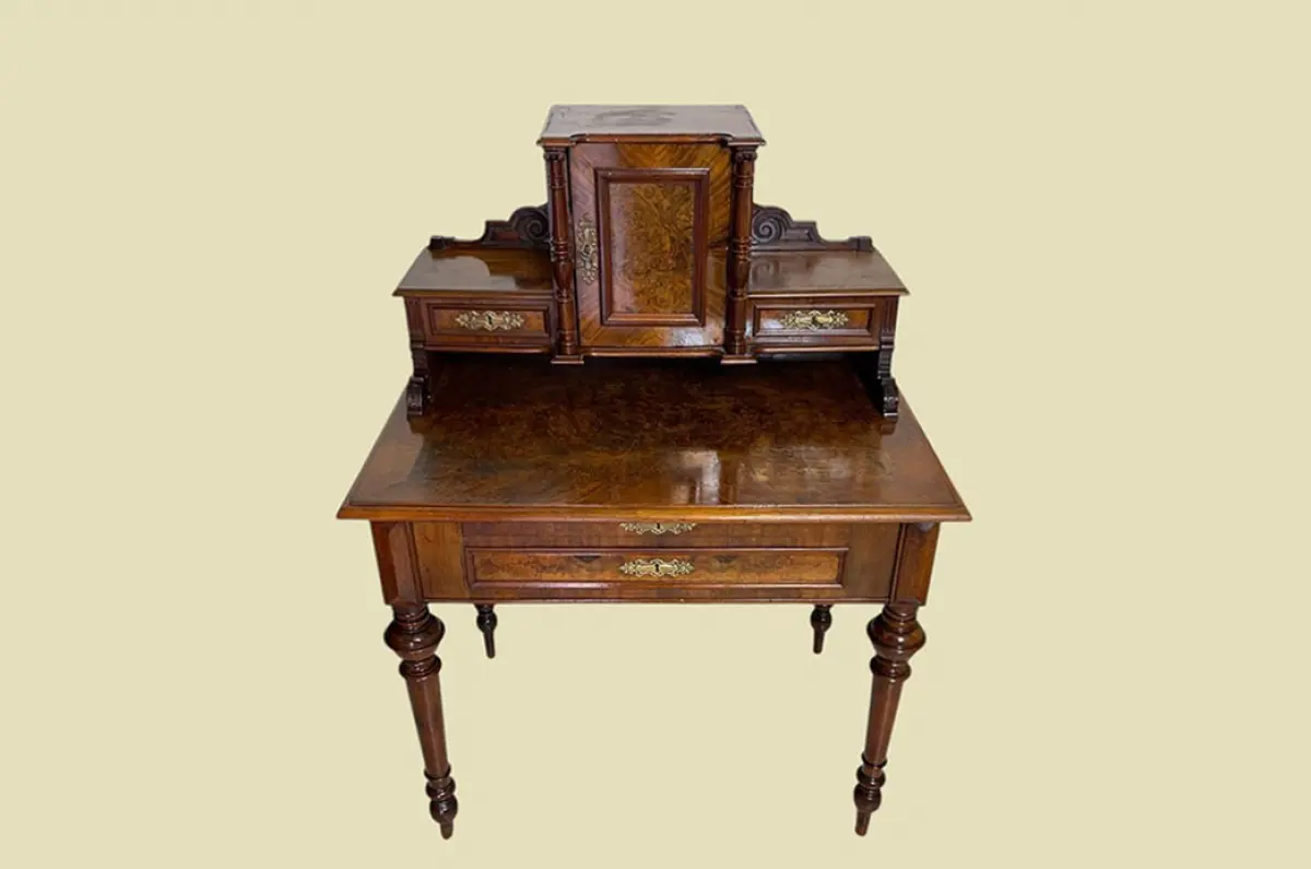 1880er Damen Schreibtisch ANTIK Gründerzeit Nußbaum Sekretär Tisch von 1880 3