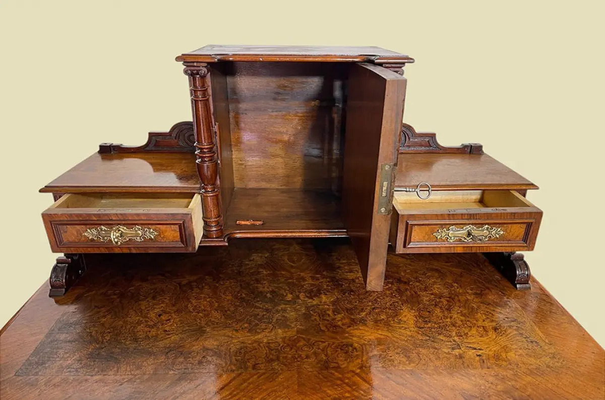 1880er Damen Schreibtisch ANTIK Gründerzeit Nußbaum Sekretär Tisch von 1880 4
