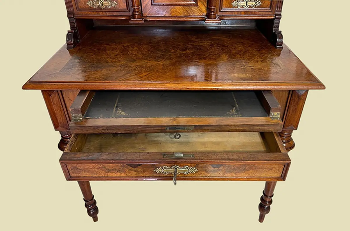 1880er Damen Schreibtisch ANTIK Gründerzeit Nußbaum Sekretär Tisch von 1880 5