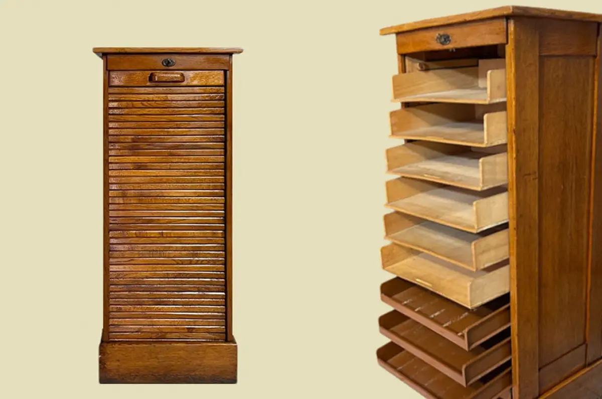 1920er Rolladenschrank ANTIK Jugendstil Art Deco Klavier Notenschrank von 1920