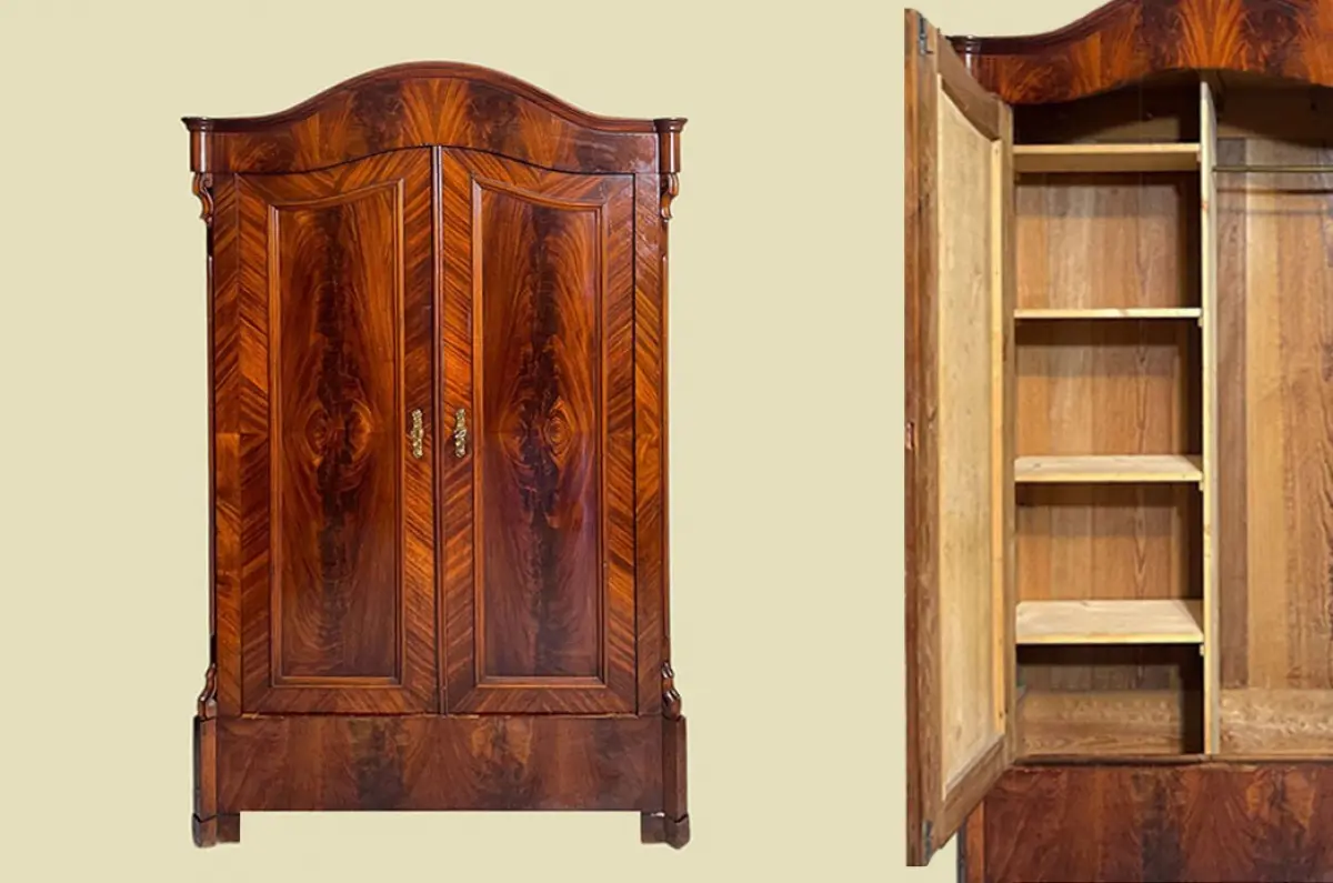1840er ANTIK Louis Philippe Mahagoni Wäsche Kleider Schrank von 1840 -zerlegbar-