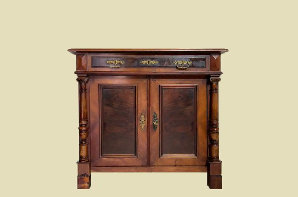 1880er ANTIK Gründerzeit Nußbaum Säulen Kommode Halb Schrank von 1880 0
