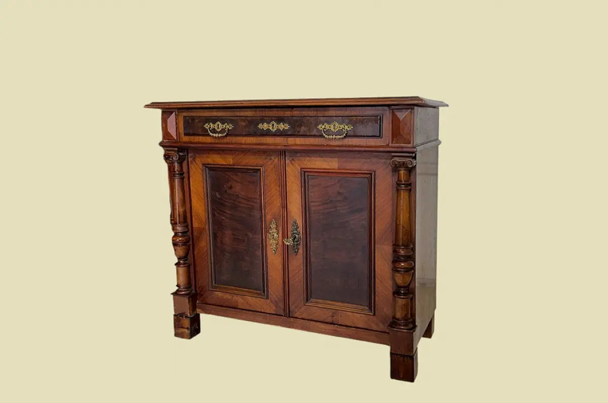 1880er ANTIK Gründerzeit Nußbaum Säulen Kommode Halb Schrank von 1880 1