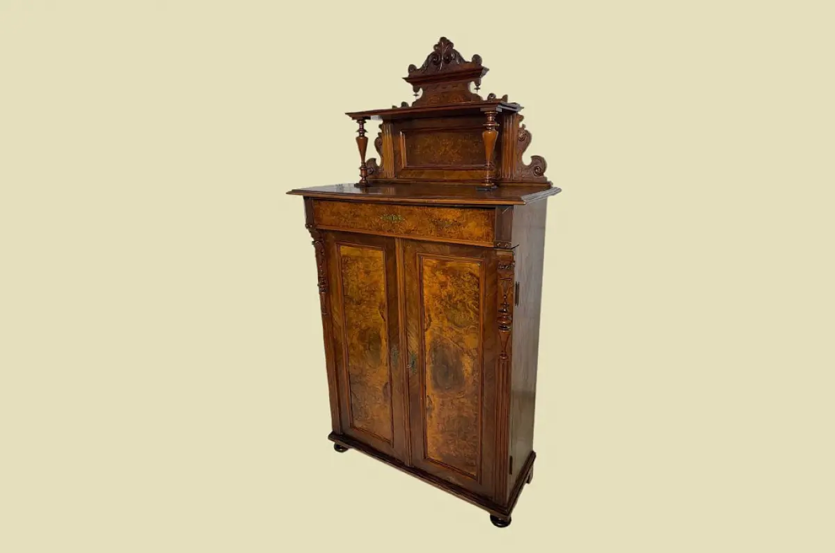 1880er Vertiko ANTIK Gründerzeit Nußbaum Kommode Schrank mit Aufsatz von 1880 1