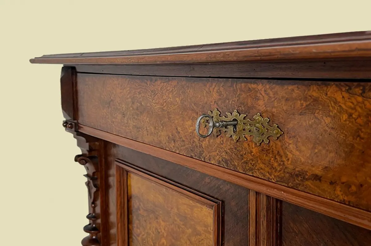 1880er Vertiko ANTIK Gründerzeit Nußbaum Kommode Schrank mit Aufsatz von 1880 12