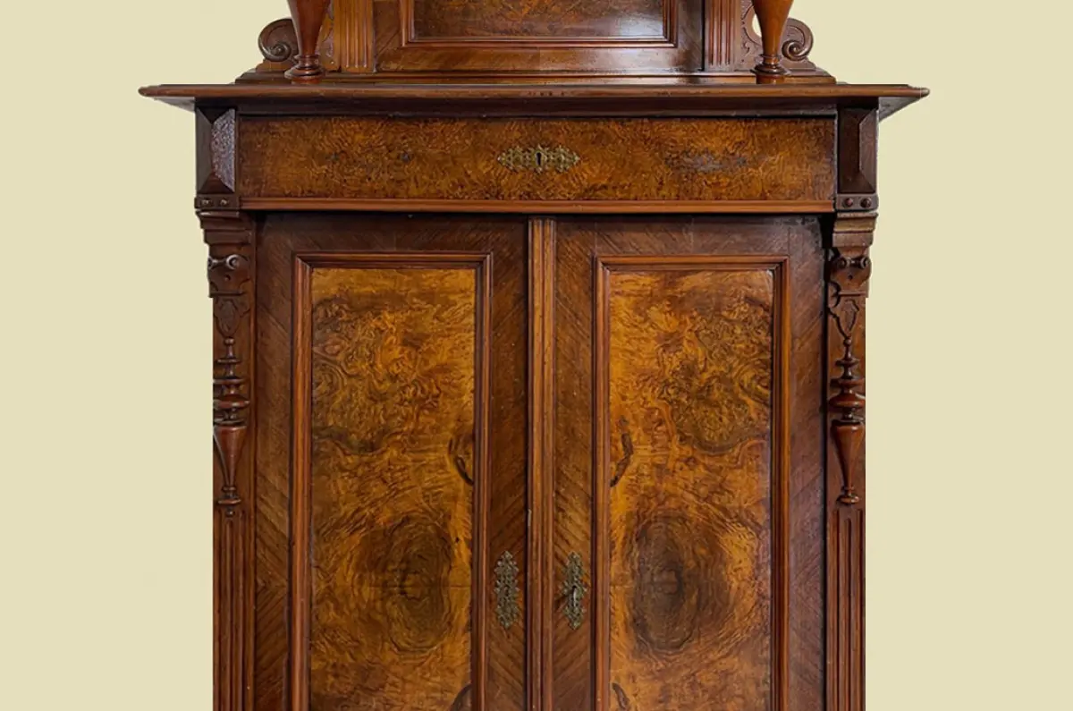 1880er Vertiko ANTIK Gründerzeit Nußbaum Kommode Schrank mit Aufsatz von 1880 15