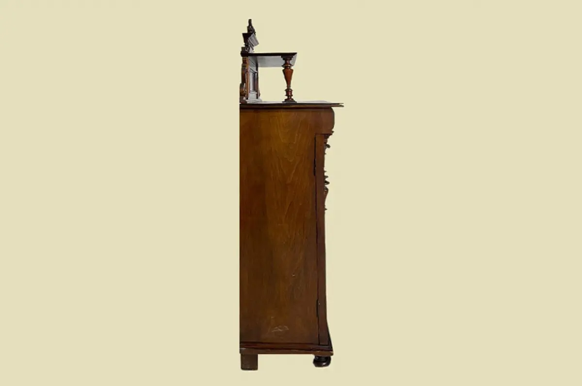 1880er Vertiko ANTIK Gründerzeit Nußbaum Kommode Schrank mit Aufsatz von 1880 16