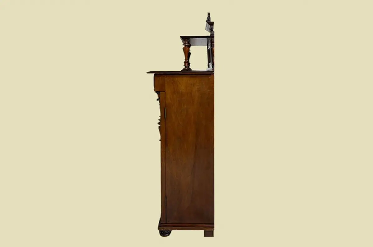 1880er Vertiko ANTIK Gründerzeit Nußbaum Kommode Schrank mit Aufsatz von 1880 18