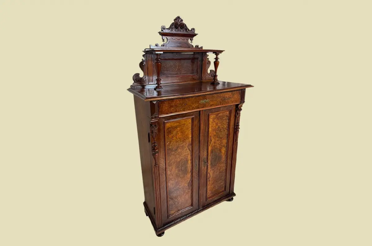 1880er Vertiko ANTIK Gründerzeit Nußbaum Kommode Schrank mit Aufsatz von 1880 2