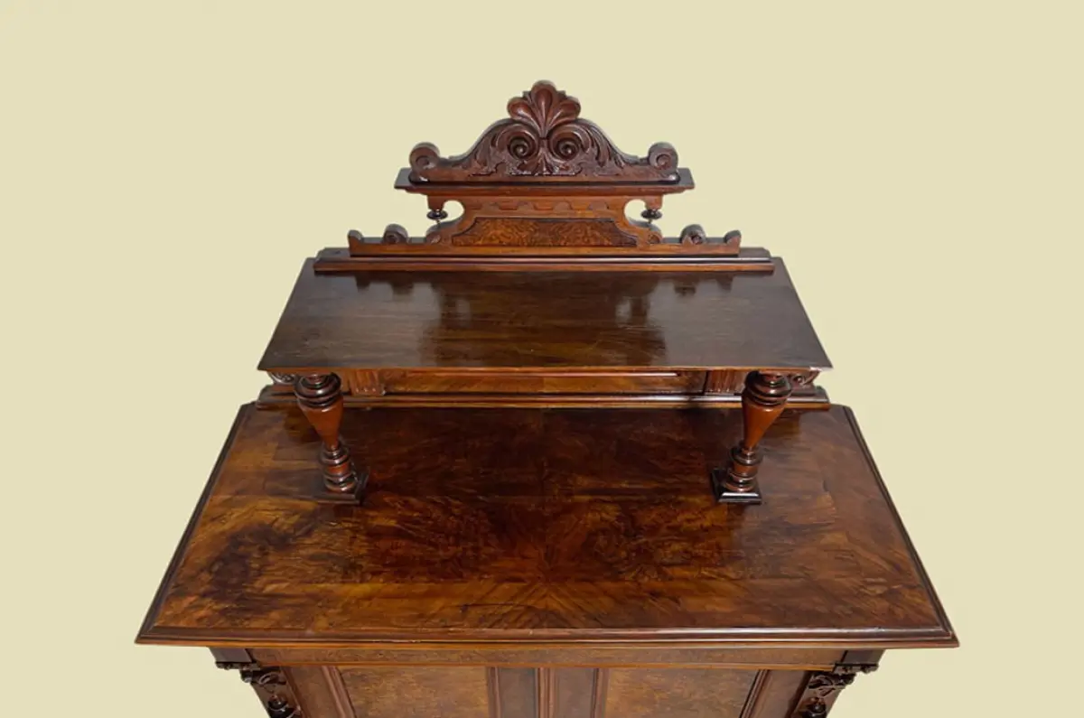 1880er Vertiko ANTIK Gründerzeit Nußbaum Kommode Schrank mit Aufsatz von 1880 4