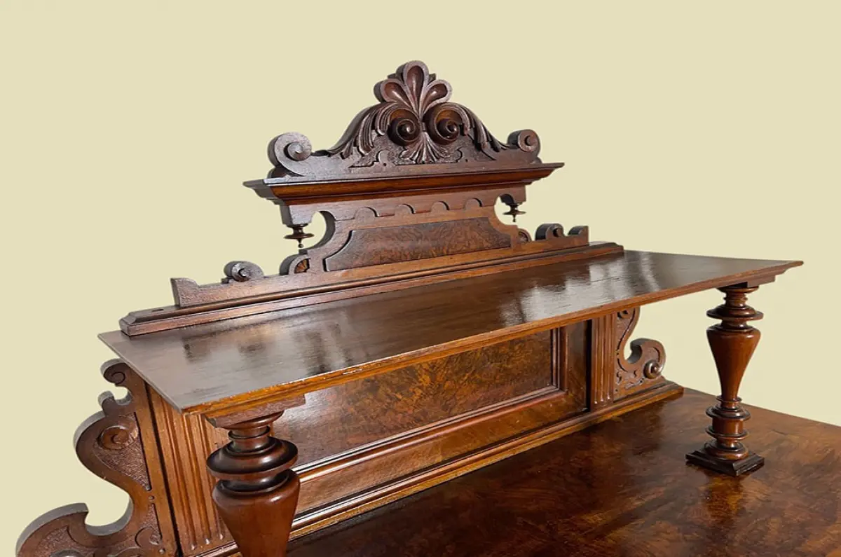 1880er Vertiko ANTIK Gründerzeit Nußbaum Kommode Schrank mit Aufsatz von 1880 5