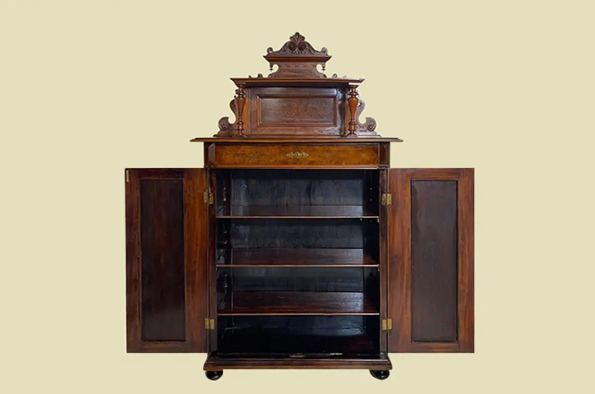 1880er Vertiko ANTIK Gründerzeit Nußbaum Kommode Schrank mit Aufsatz von 1880 7