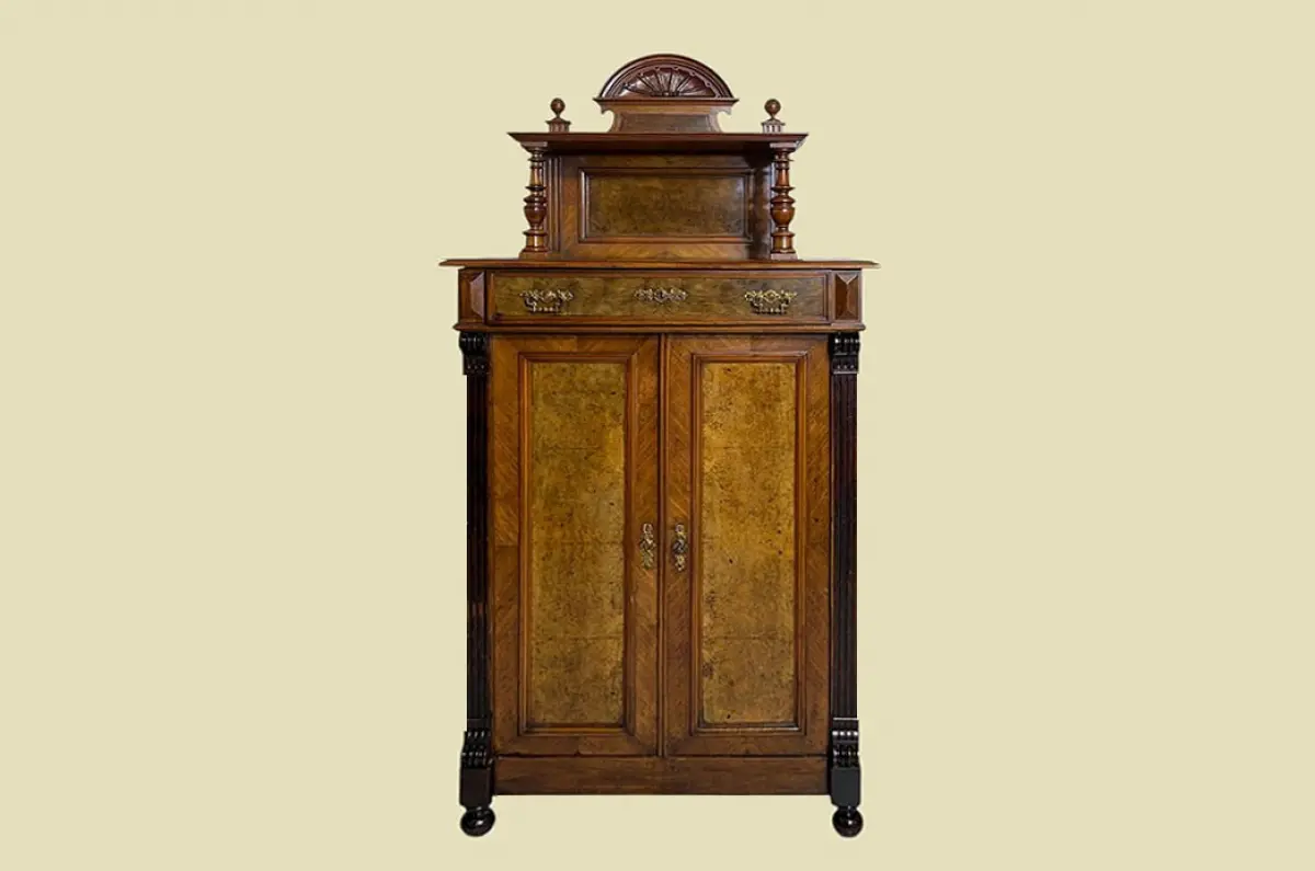 1880er Vertiko ANTIK Gründerzeit Nußbaum Kommode Schrank mit Aufsatz