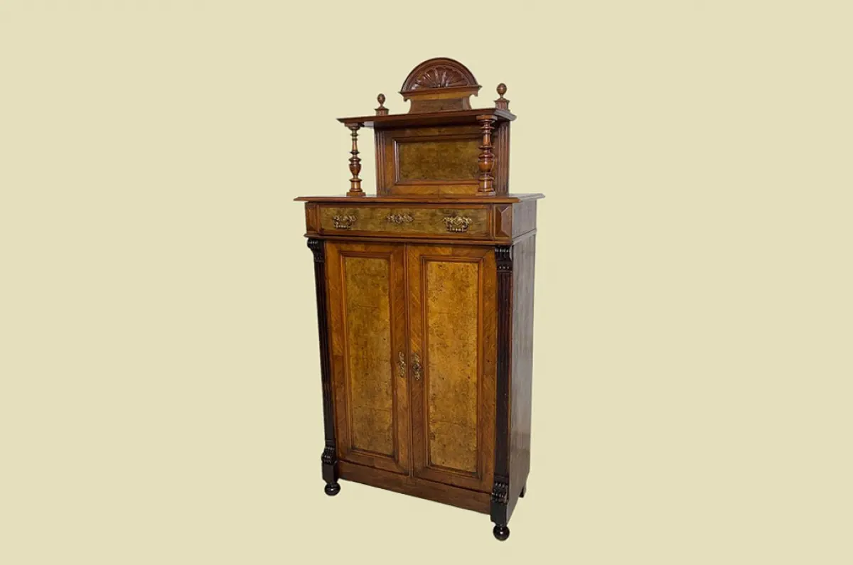 1880er Vertiko ANTIK Gründerzeit Nußbaum Kommode Schrank mit Aufsatz 1