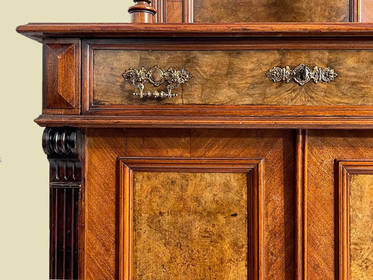 1880er Vertiko ANTIK Gründerzeit Nußbaum Kommode Schrank mit Aufsatz 13