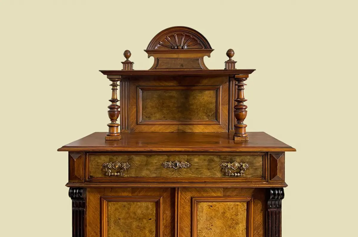 1880er Vertiko ANTIK Gründerzeit Nußbaum Kommode Schrank mit Aufsatz 16