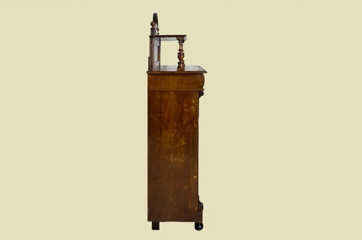 1880er Vertiko ANTIK Gründerzeit Nußbaum Kommode Schrank mit Aufsatz 17