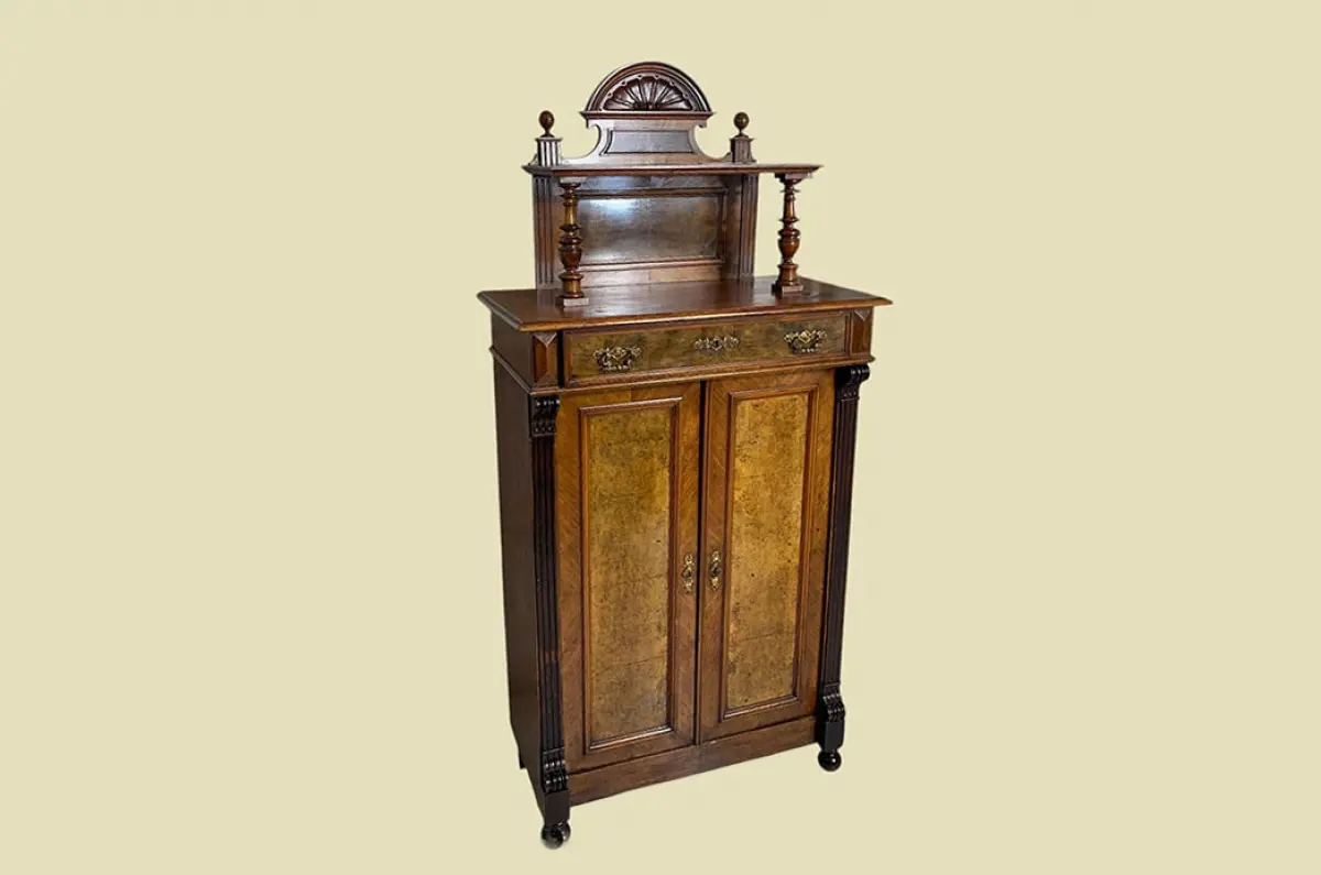 1880er Vertiko ANTIK Gründerzeit Nußbaum Kommode Schrank mit Aufsatz 2