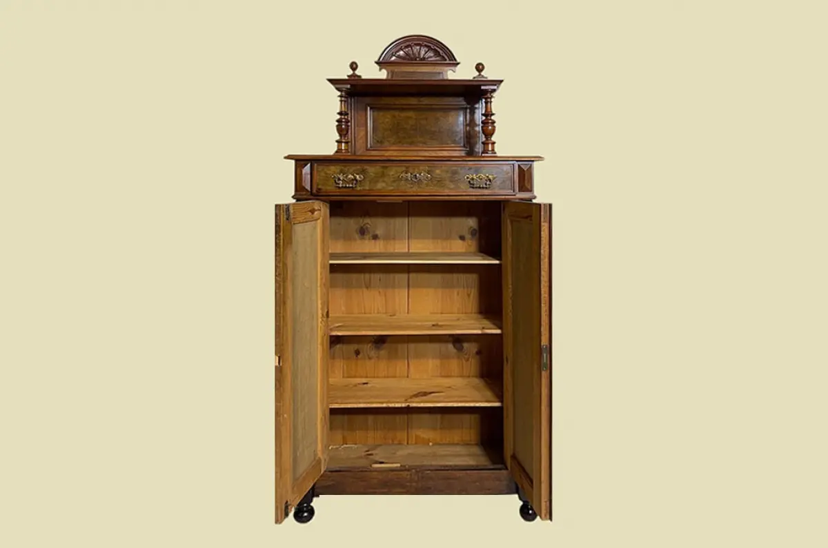 1880er Vertiko ANTIK Gründerzeit Nußbaum Kommode Schrank mit Aufsatz 3