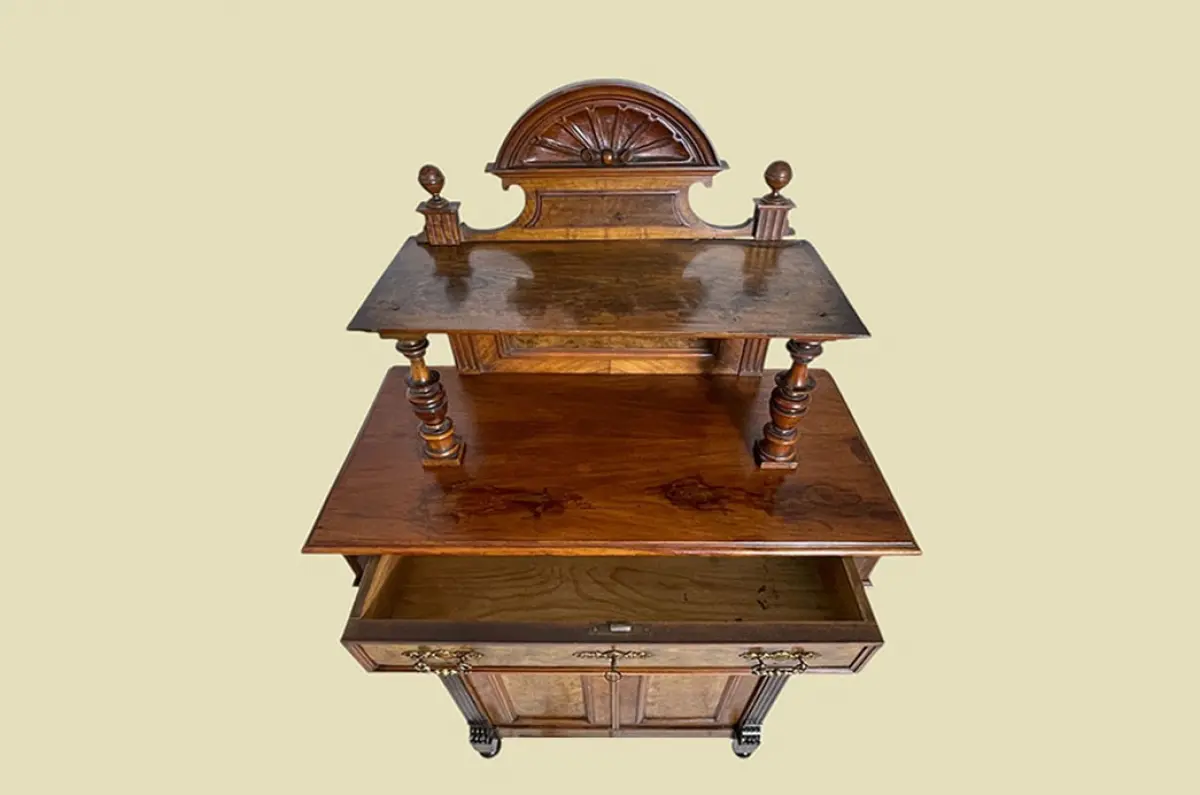 1880er Vertiko ANTIK Gründerzeit Nußbaum Kommode Schrank mit Aufsatz 5