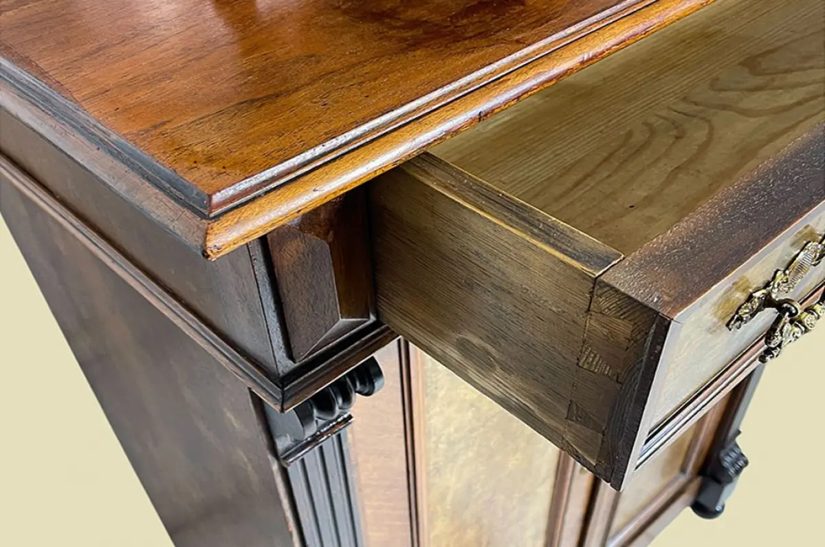 1880er Vertiko ANTIK Gründerzeit Nußbaum Kommode Schrank mit Aufsatz 6