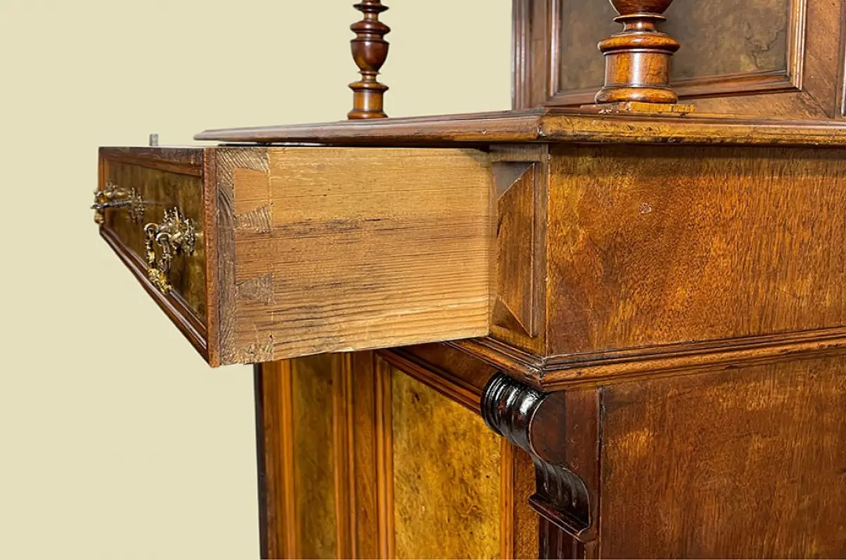 1880er Vertiko ANTIK Gründerzeit Nußbaum Kommode Schrank mit Aufsatz 7