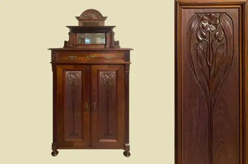 Vertiko ANTIK Jugendstil VINTAGE Nußbaum Lebensbaum Kommode Schrank von 1920