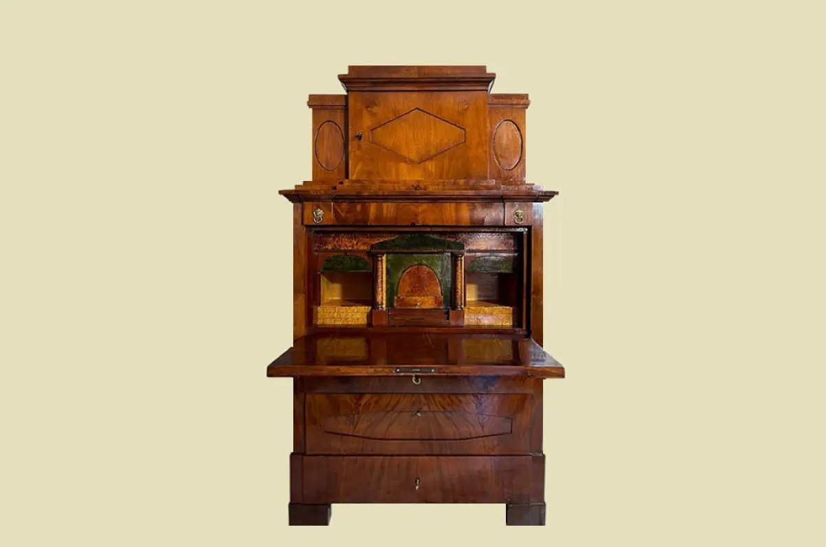 ANTIKER Biedermeier VINTAGE Mahagoni Schreibtisch Aufsatz Sekretär von 1800 1