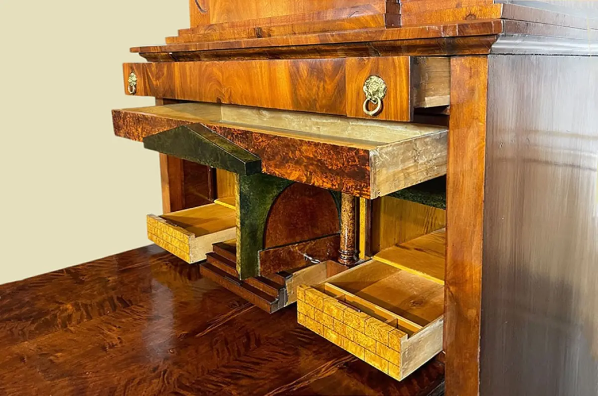 ANTIKER Biedermeier VINTAGE Mahagoni Schreibtisch Aufsatz Sekretär von 1800 10