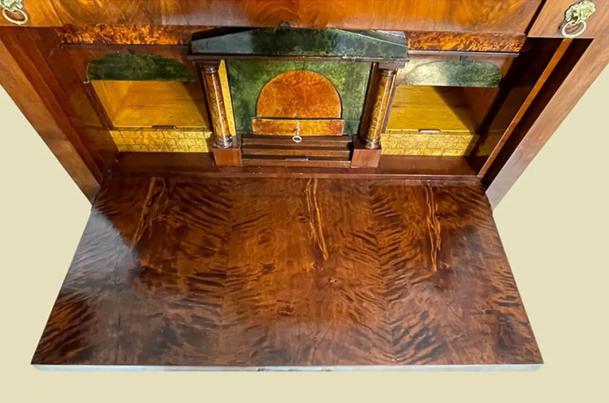 ANTIKER Biedermeier VINTAGE Mahagoni Schreibtisch Aufsatz Sekretär von 1800 13