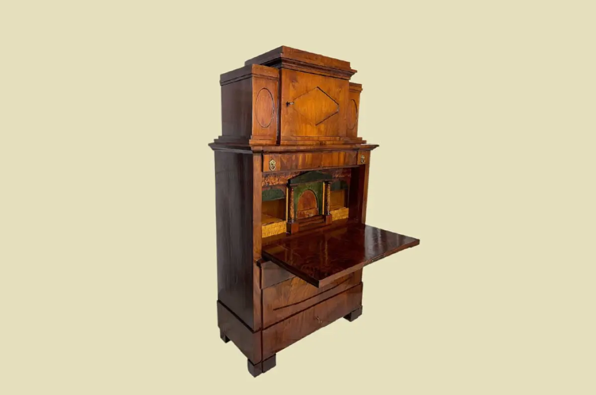 ANTIKER Biedermeier VINTAGE Mahagoni Schreibtisch Aufsatz Sekretär von 1800 2